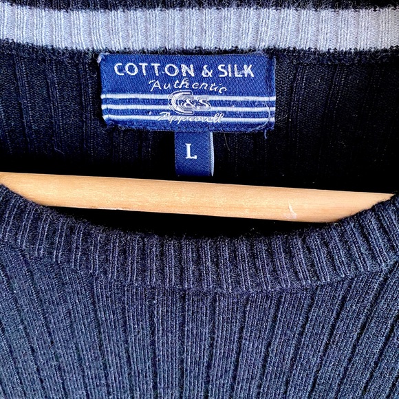 Italian Ribbed Black Crew Neck Sweater - Picture 3 of 6